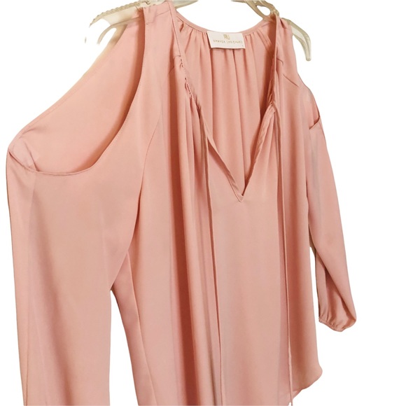 Amanda Uprichard Cold Shoulder Long Sleeve Tie Front Blouse Pastel Pink S - Picture 6 of 16
